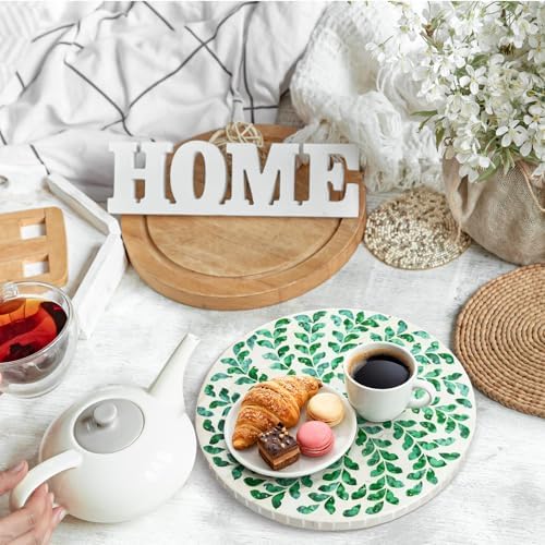 Reallnaive Mother of Pearl Lazy Susan, Round, Green Grass - Image 4