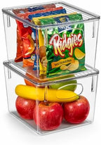 Sorbus Medium Plastic Storage Bins with Lids - Kitchen, Pantry, Refrigerator Organizer Bins - Clear, 2 Pack by Sorbus