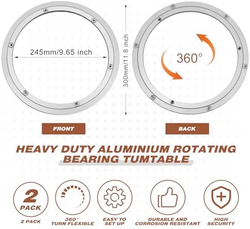 JaGely 2 Pack Lazy Susan Aluminum Turntable, 12 Inch - Image 2
