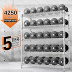 IZEUK 4250 LBS Garage Shelving Wide Storage Shelves 5 Tier Metal Shelves Heavy Duty Adjustable Utility Shelf Rack Chrome 17.7" D x 59.1" W x 70.4" H - Image 4