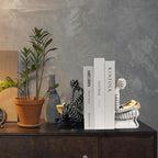 BANOMII Heavy Duty Book Ends for Shelves, Thinker Decorative Bookends for Heavy Books, Unique Book Stoppers to Hold Book, Bookshelf Accessories, Modern Home Office Decor Aesthetic Black & White - Image 5