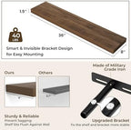 RICHFOCUS 36Inch Floating Shelves for Wall 2Pack, Walnut, 8" Deep - Image 4