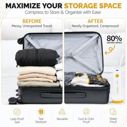 20 Pack Vacuum Storage Bags with Electric Pump for Clothing, Home & Travel - Image 4