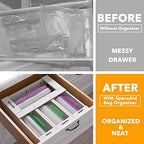 SpaceAid Bag Storage Organizer for Kitchen Drawer, Bamboo Organizer, Compatible with Gallon, Quart, Sandwich and Snack Variety Size Bag (4 Pack), White - Image 2