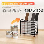 Laundry Sorter 4 Sections 48 Gal, Rolling Laundry Basket with Wheels ＆ Lid - Image 6