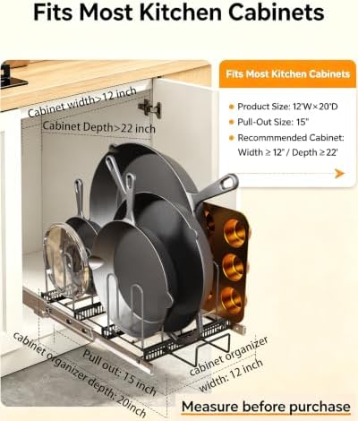 Under Cabinet Pull Out Pots and Pans Organizer - Image 6