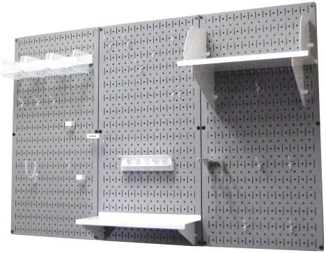 Wall Control Pegboard Organizer 4 ft. Metal Pegboard Standard Tool Storage Kit with Gray Toolboard and White Accessories - Image 2