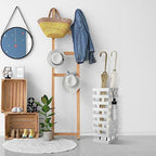 Tudomro Umbrella Stands for Entryway Large Metal Umbrella Holder 6.3 x 5.5 x 16.5 Inches with Removable Water Tray and Hooks Decor Freestanding Rectangular Storage Hollow Rack for Home Office (White) - Image 6