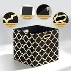 Posprica 13x13x13 Storage Cube Bins, Collapsible Storage Bins Fabric Storage Cubes Organizer Baskets Box Drawers for Shelves, Closet, Wardrobe, Bookshelf, Cabinet,(Set of 4, Black/Gold lantern) - Image 3