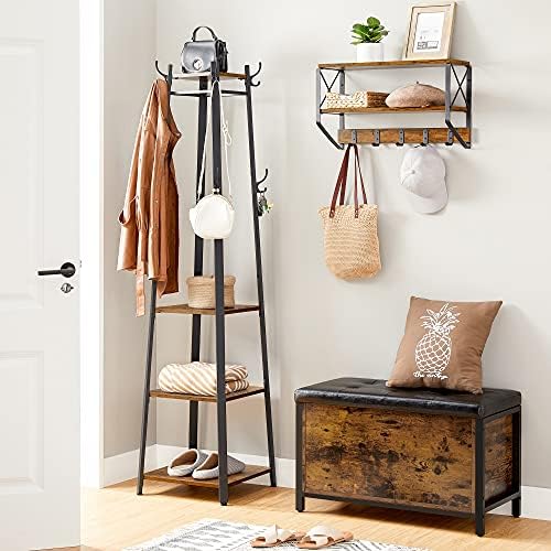 VASAGLE Coat Rack Freestanding, Hall Tree with 4 Shelves - Image 2