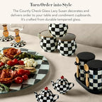 MACKENZIE-CHILDS Glass Lazy Susan, Black-and-White Courtly Check - Image 2