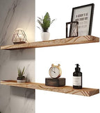 YYWUOJJ Wood Floating Shelves for Wall, Rustic Wall Shelves for Bedroom, Wall Mounted Floating Shelf, Set of 4 Light Walnut 36 Inch - Image 5