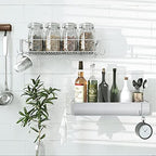 Bathroom Adhesive Shower Caddy Basket Shelf with Hooks, No Drilling Removable Bathroom Shelf Organizer,Stainless Steel Rustproof Shower Rack for Shampoo Storage, Sponge Holder-Silver - Image 4