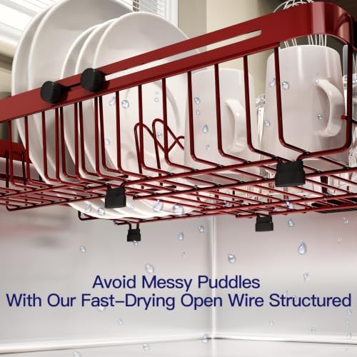 MAJALiS Red Expandable Dish Drying Rack Over The Sink with Anti Slip Grip - Image 7