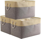 TheWarmHome Storage Bins Baskets for Organizing - Extra Jumbo 3 Pack 20.5Lx15.7Wx13.8H Sturdy Fabric Storage Basket for Shelves, Decorative Foldable Closet Nursery Toy (Gold&Grey) by TheWarmHome