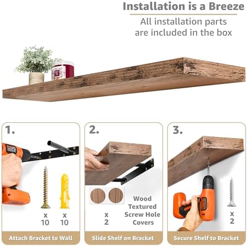 Sorbus Floating Shelves for Wall Storage (35 Inch, 2 Pack, Mahogany) - Image 4
