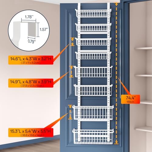 MSERCUOR Over The Door Pantry Organizer, 8-Tier Black Pantry Door Organizer - Image 3