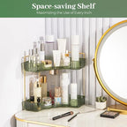 Aveniee Corner Bathroom Counter Organizer, Bathroom Countertop Shelf Makeup Organizer for Vanity Perfume Tray for Corner Storage (2 Tiers, Green) - Image 6
