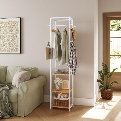 ELYKEN Coat Rack Freestanding, Hall Tree with 3 Shelves and 12 Hooks - Image 4