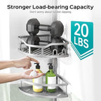 HAMITOR Corner Shower Caddy Tension Pole: Rustproof Stable 4-Tier Bathroom Organizer Shelves for Bathtub Shampoo Storage - 47-121 Inch Quick Install Adjustable Shelf with Soap Rack - Silver Gray - Image 3