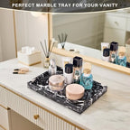 Marble Bathroom Tray for Countertop & Home Decor, Natural Decorative Marble Tray for Jewelry & Perfume Organizer, Luxury Stone Vanity Trays for Dresser, Kitchen Counter, 12" x 8", Black - Image 6