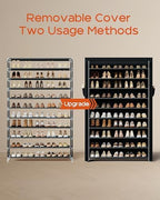 CASAMAYA Shoe Rack with Covers, 10 Tiers Tall Shoe Rack Organizer, Large Capacity Shoe Shelf Storage, Hold 50 Pairs of Shoes, Vertical Shoe Storage Organizer for Closet, Entryway, Black, SRT105B01 - Image 5