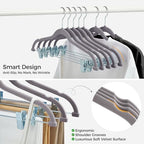 HOUSE DAY Velvet Pant Hangers with Adjudtable Clips 20 Pack, Gray - Image 5