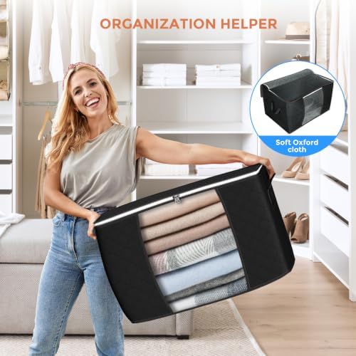 90L Large Storage Bags, 8 Pack Clothes Storage Bins Closet Organizers - Image 6
