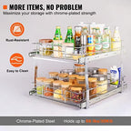 VEVOR 2 Tier 20"Wx21.2"Dx15.2"HPull Out Cabinet Organizer, Heavy Duty Slide Out Pantry Shelves, Steel Roll Out Drawers, Sliding Drawer Storage for Home, 21.5"Wx22.5"Dx19"H Install Size for Cabinet - Image 4
