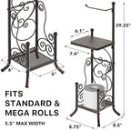 Simple Houseware English Style Toilet Paper Stand Holder w/Woodtop, Bronze - Image 2