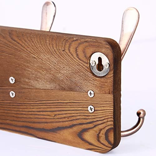 SKOLOO Coat Rack Wall Mounted - Pack of 2, Wooden, Heavy Duty, Rustic Coat Hooks for Wall, Wall Coat Rack with 5 Triple Hooks for Hanging Clothes, Jacket, Hat(Brown & Retro Red) - Image 4