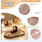 Light Emperador Marble Vanity Tray for Bathroom Counter, 10"x5" Decorative Tray for Perfume, Candles, Stone Jewelry Dish Tray - Image 4