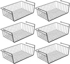 Under Shelf Basket, 6PCS Hanging Storage Basket for Pantry Cupboard Laundry Room Slide-in Baskets Organizer for Kitchen Counter Desk Bookshelf, Space Saving, Easy to Install, Black by GENIYA