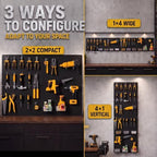 Pegboard Organizer Kit, 4 Pack 12 x 16 in Metal Panels with 6 Bins, Black - Image 4