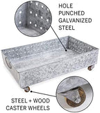 Vivaterra Galvanized Steel Rolling Boot Tray, Gray - Image 3