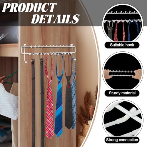 Gisafai 4 Pcs Tie Rack Organizer Wall Mounted, Belt Holder Rack - Image 4
