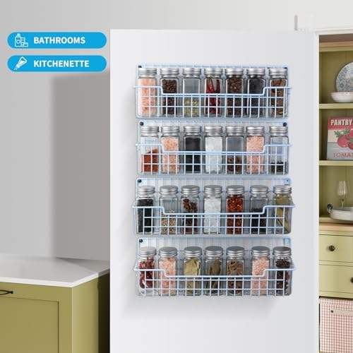Spice Rack Wall Mount, 4 Pack Spice Organizer, Light Blue - Image 4