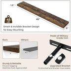 RICHFOCUS Long Floating Shelves for Wall 2Pack|Rustic Brown|48" Lx8 D - Image 4