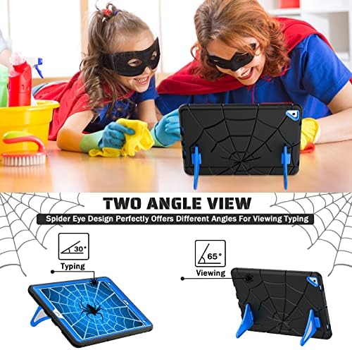 Nitupai iPad 9th Generation Case, Black+Blue, 10.2 inch, Hard PC and Durable Soft Silicone Construction, Precise Cutouts, Double Sturdy Kickstand, Two Angle View - Image 5