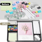 Black Desk Organizer Set, Office Supplies with Stapler and Tape Dispenser - Image 4