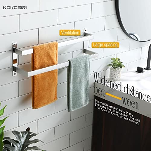 KOKOSIRI Towel Bars Bath Towel Holders 24 Inches Chrome Bathroom 2-Tiers Ladder Towel Rails Wall Mounted Towels Shelves Rack Polished Stainless Steel, B5008CH-L24 - Image 6