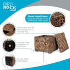 BIRDROCK HOME Large Storage Box with Lid - 18"x17" Handwoven Seagrass Storage Baskets for Home Organizing - Sturdy Metal Frame Wicker Basket with Lid for Living Room, Office & Bathroom - Image 4