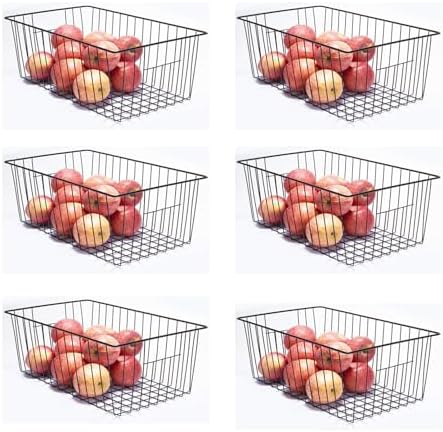 6 Pack Freezer Organizer Bins - Stand up Freezer Organizers for 16 Cu.Ft Upright Freezer, Easily Get Food Improve Air Circulation, Wire Storage Baskets, Black by Unknown