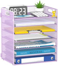 7 Tier Paper Organizer for Desk with Mesh Letter Trays and Handle Purple by Unknown
