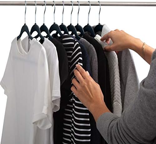 Simplify Slim Velvet Clothes Hangers | 100 Pack | Non-Slip | Shirts | Suit | Pants | Dresses | Garments | Closet Storage & Organization | Durable | Black - Image 3