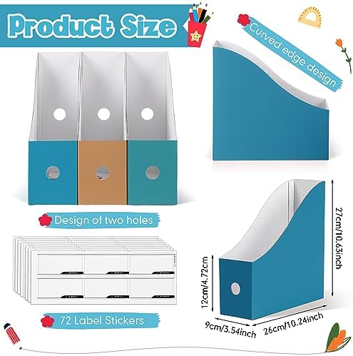 Colarr 36 Pack Cardboard Magazine Holder 12 Colors Magazine File Holder Magazine Storage Box Office Folders Organizer File Folder Bin for Home Office School Desk Supplies (Fresh Color) - Image 2
