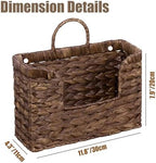 PINXIURY Magazine Holder Wall Basket Water Hyacinth Woven Mail Organizer, Wicker Wall Hanging Baskets for Magazines, Letters & Storage Decorative Mail Holder, Magazine Rack, Hanging Basket, Coffee - Image 2