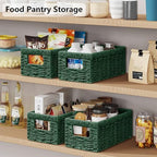 Vagusicc Wicker Storage Basket, Set of 2 Hand Woven Wicker Baskets for Organizing with Handles, Decorative Small Storage Bins for Countertop Toilet Paper Basket for Toilet Tank Top Shelves, Green - Image 5
