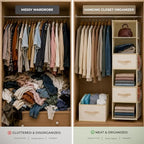6-Shelf Hanging Closet Organizer With Drawers – Foldable 6 Tier Hanging Closet Shelves for Clothes, Shoes & Purse Hanging Storage Organizer with 3 Separable Drawers & 6 Large Mesh Pocket (Beige) - Image 3