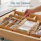Best Choice Products 5-Piece Flatware Organizer Set, Woven Modular Silverware & Utensil Drawer Organizer Trays, Drawer Divider, Storage Containers for Kitchen, Bathroom, & Office Utensils - Natural - Image 3